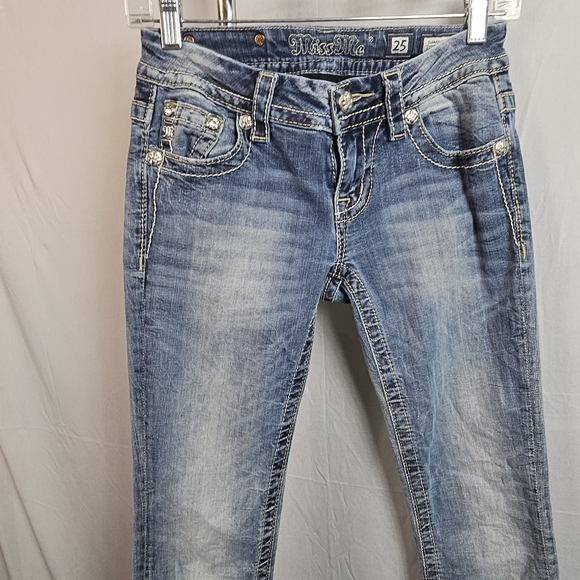 Miss Me rhinestone embellished studded bling bootcut jeans size 25 - Picture 2 of 15